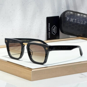 Plein Hexagonal College VPP055 sunglasses Black x Gold x Brown Lens