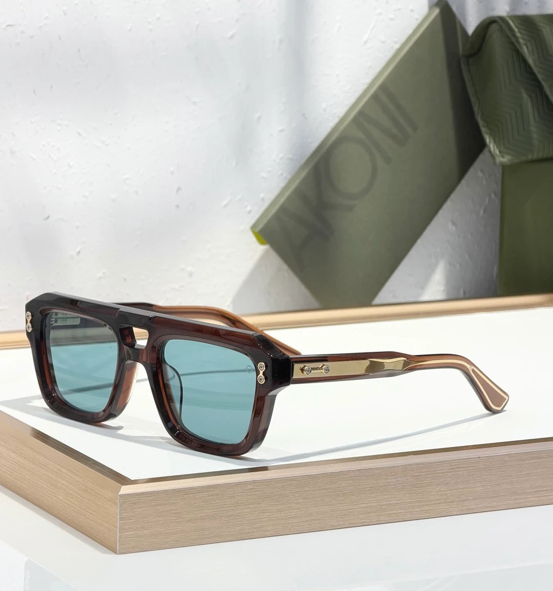 Perseus AKS-531 sunglasses Brown x Green Lens - Luxury sunglasses - SezLuxe Egypt