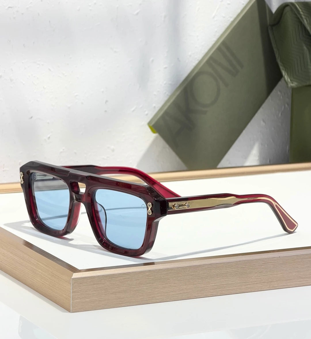 Akoni Perseus AKS-531 sunglasses Wine Red x Blue Lens - Luxury sunglasses - SezLuxe Egypt