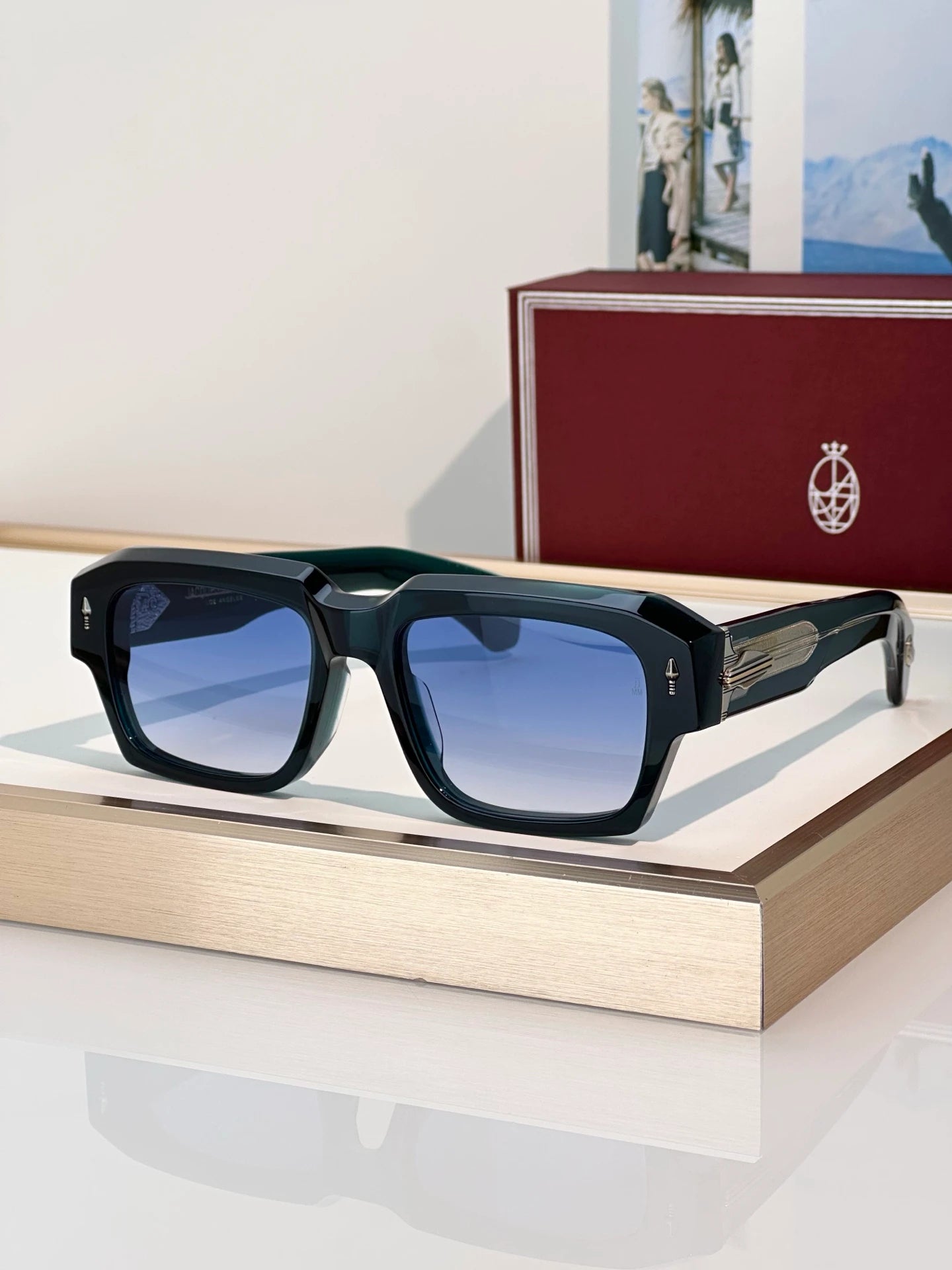 JMM Dakota sunglasses Crystal Petrol x Blue Lens