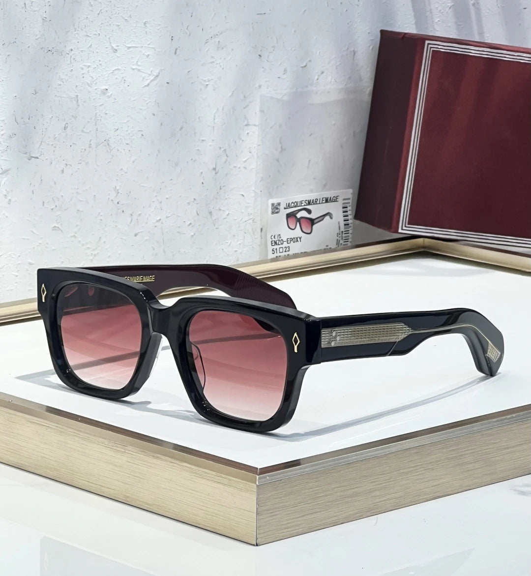 JMM Enzo Epoxy sunglasses Black x Gold x Red Gradient Lens