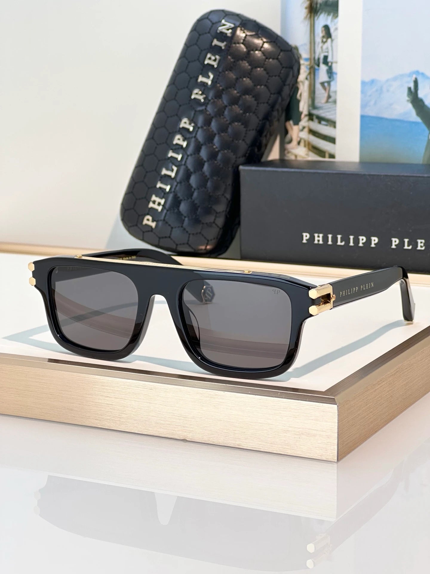 Plein LightFighter VPP021 sunglasses Black x Gold x Black Lens