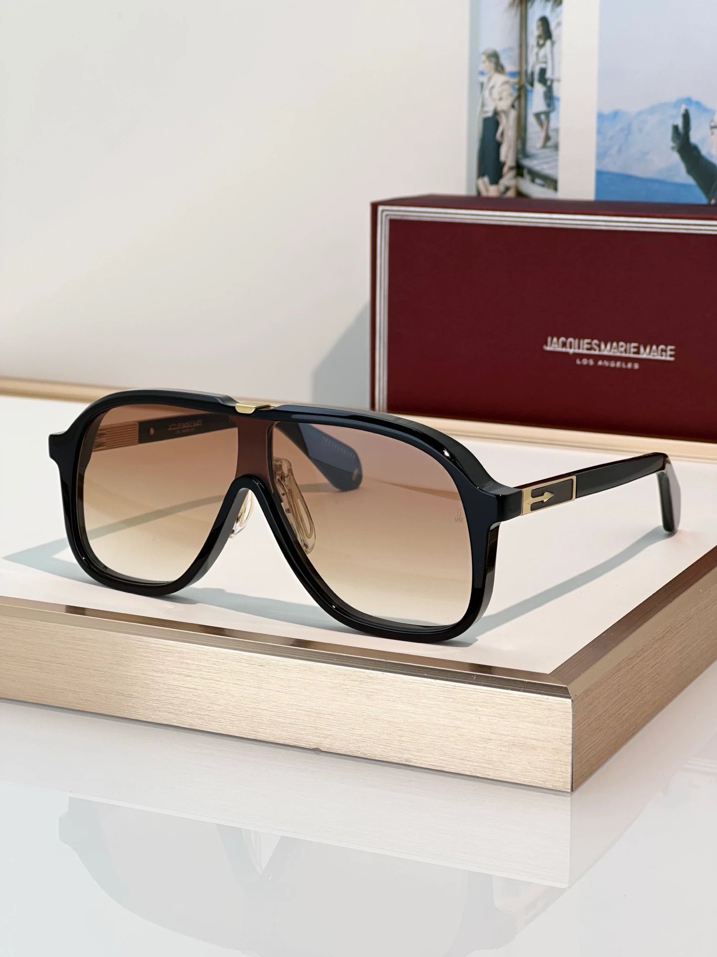 JMM KUROKAWA sunglasses Black x Gold x Brown Lens