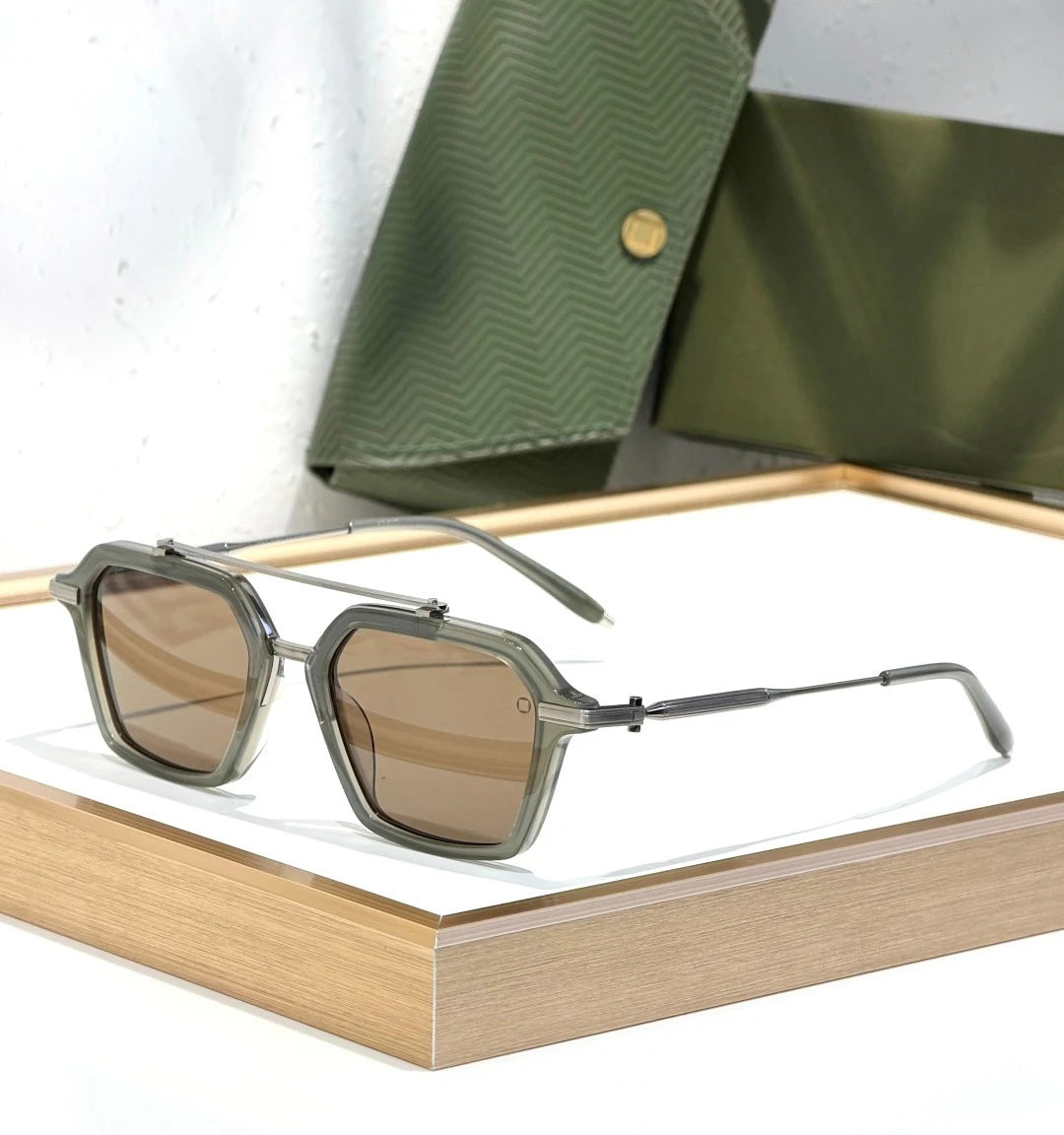 AKONI Akari AKX-413 sunglasses Matte Crystal Grey x Brown Lens - Luxury sunglasses - SezLuxe Egypt