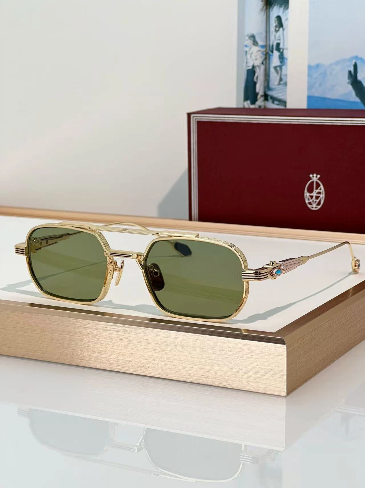 JMM Deaver sunglasses Gold frame with Green lens - Sezluxe Egypt