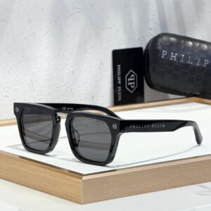 Plein Hexagonal College VPP055 sunglasses Black x Gold x Black Lens