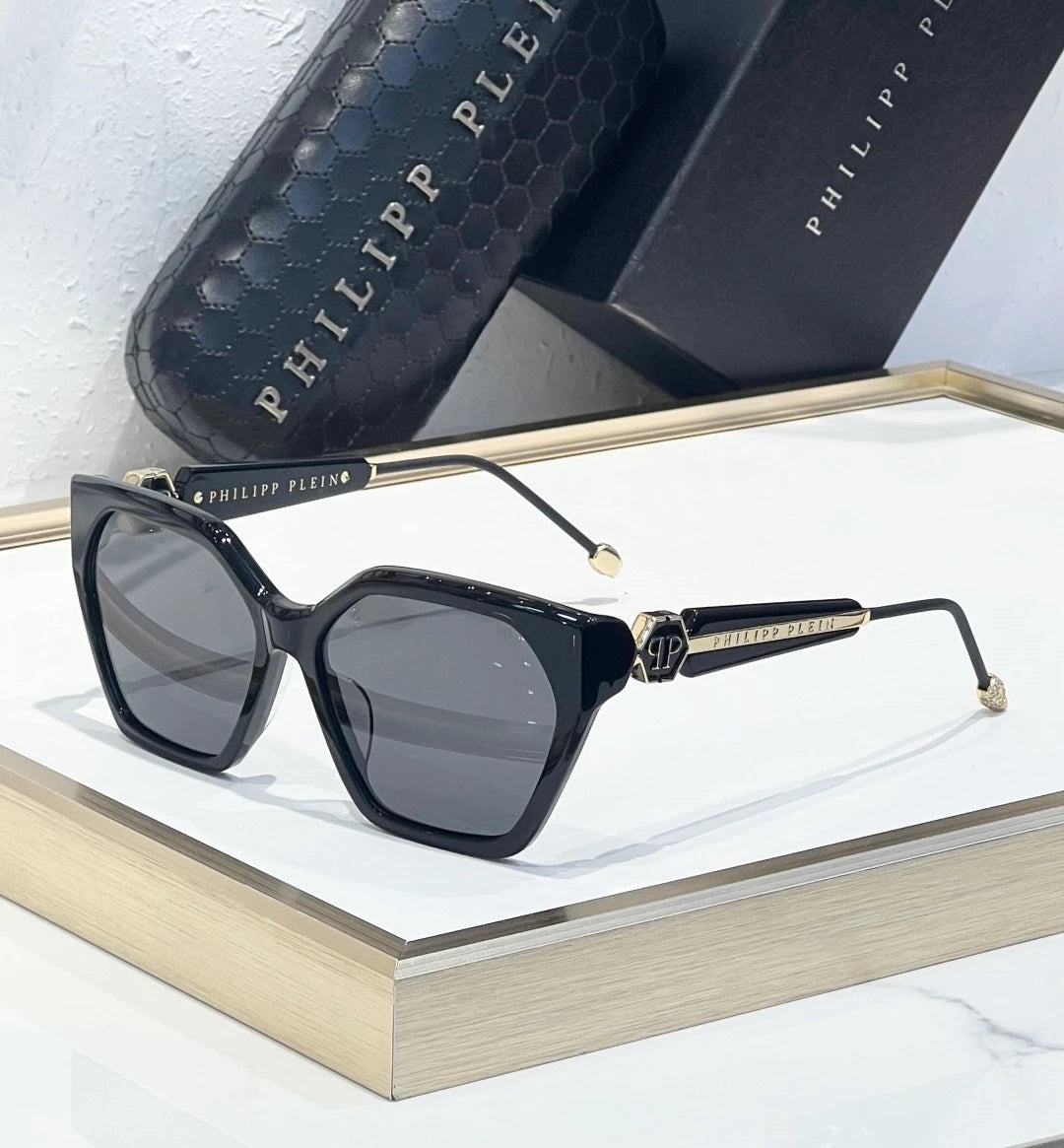 Plein Queen VPP068S sunglasses Black x Gold x Black Lens