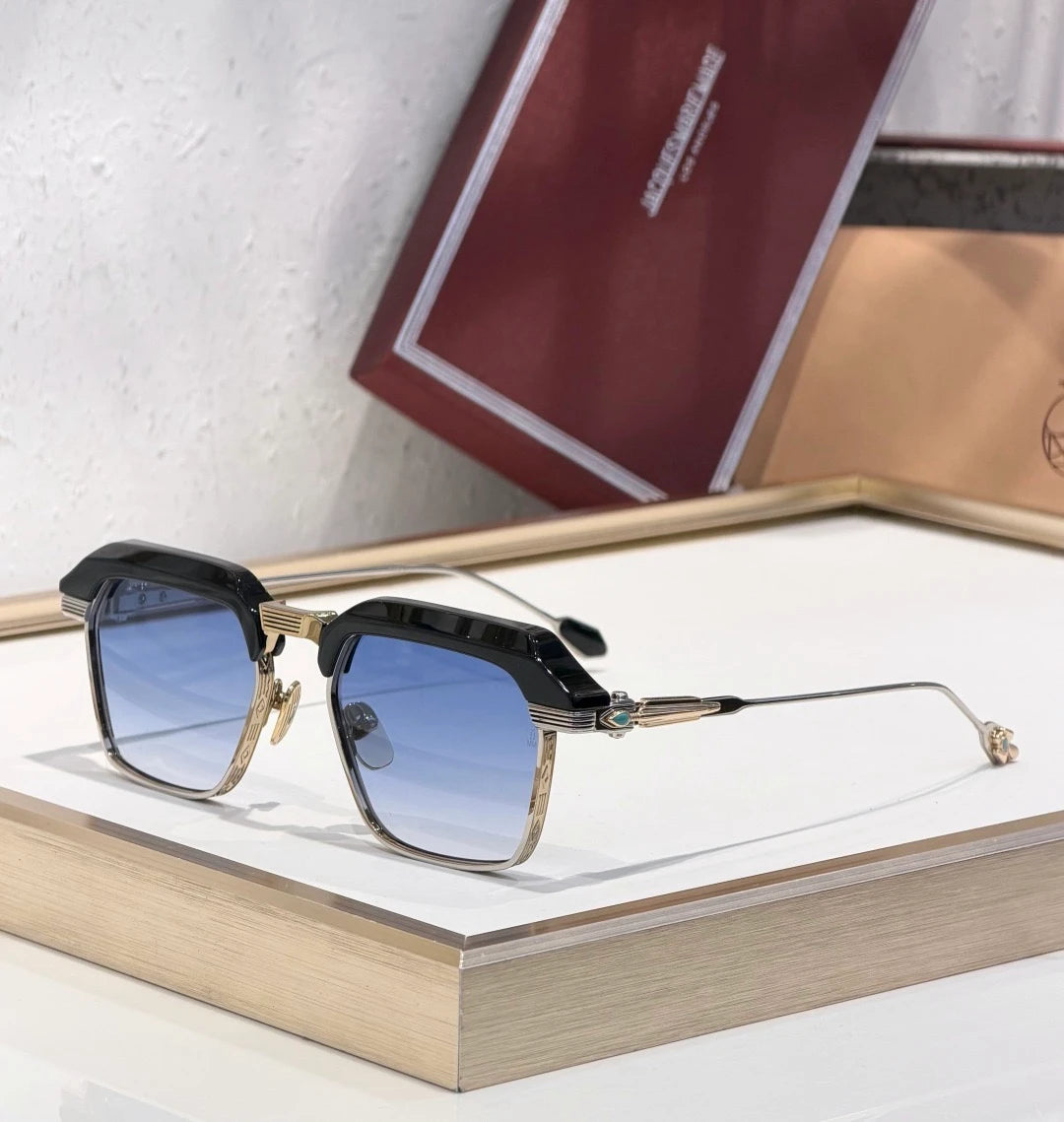 JMM Worland sunglasses Black x Gold x Blue Lens