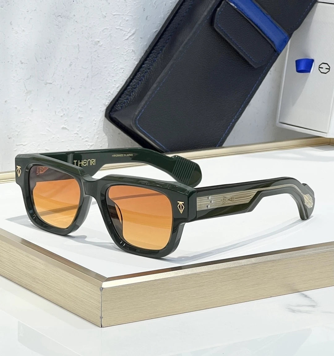 Henri Taycan sunglasses Green x Orange Lens