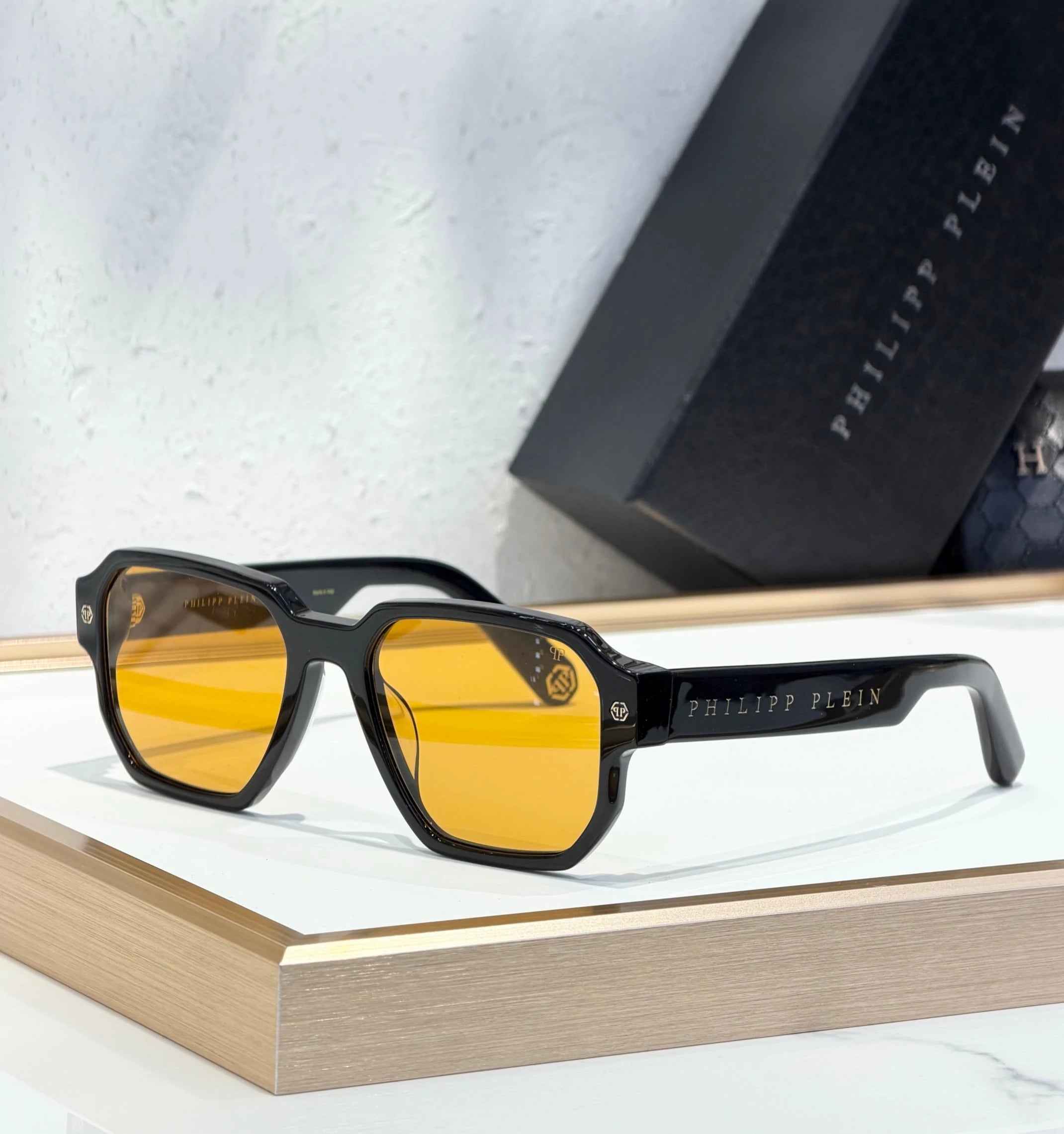 Plein STUD VPP199V sunglasses Black x Orange Lens