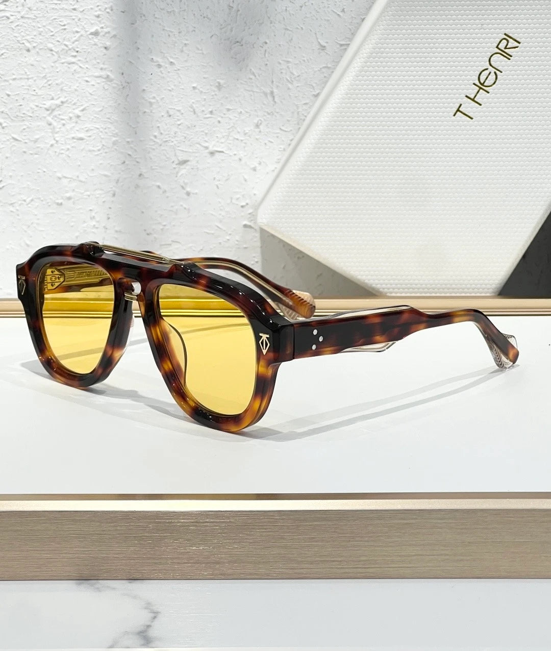 Henri DINO sunglasses Havana x Yellow Lens