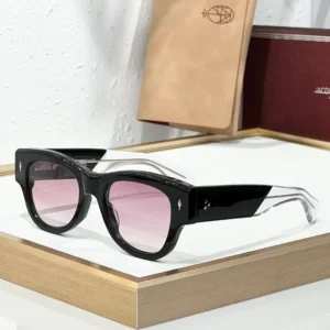 JMM Chelsea Black Pink sunglasses with glossy black acetate frame, soft pink lenses and transparent temple tips