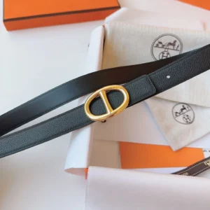 Hermès Ancre Mors reversible black Epsom and Swift leather belt with gold-tone buckle