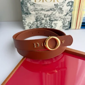 Dior My Dior camel smooth calfskin belt with gold-tone signature buckle