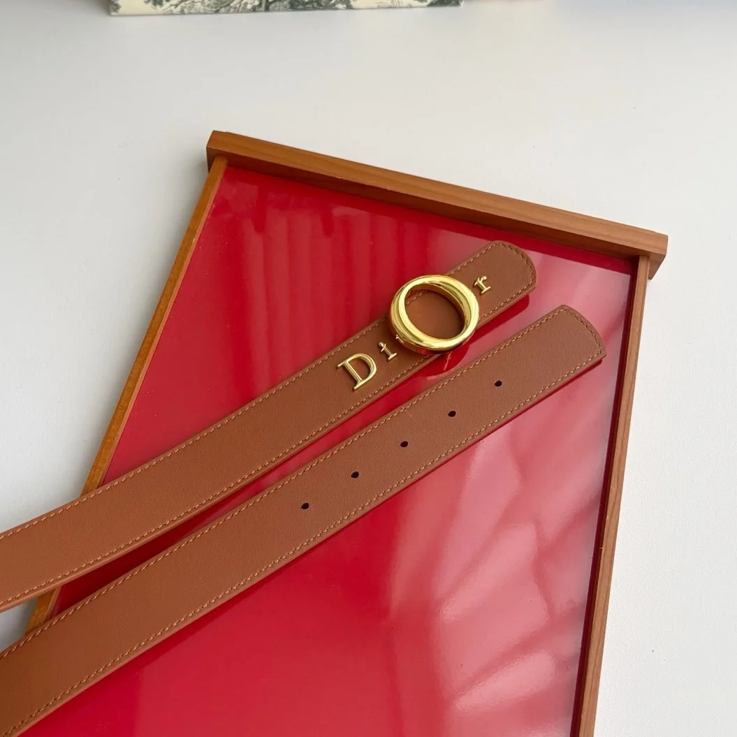 Dior My Dior camel smooth calfskin belt with gold-tone signature buckle