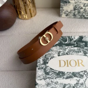 Dior 30 Montaigne camel leather belt with gold-tone crystal-embellished CD buckle