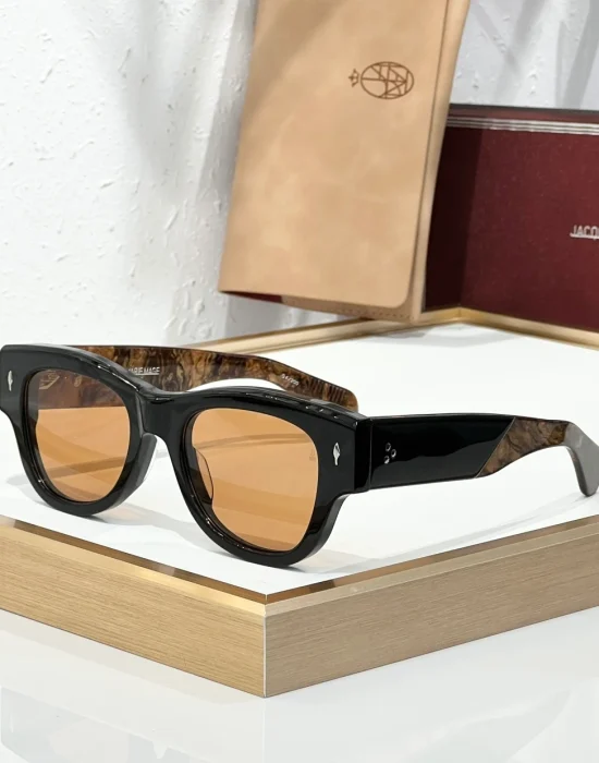 JMM Chelsea Black Havana Amber sunglasses with glossy black acetate front, brown Havana temples and amber lenses