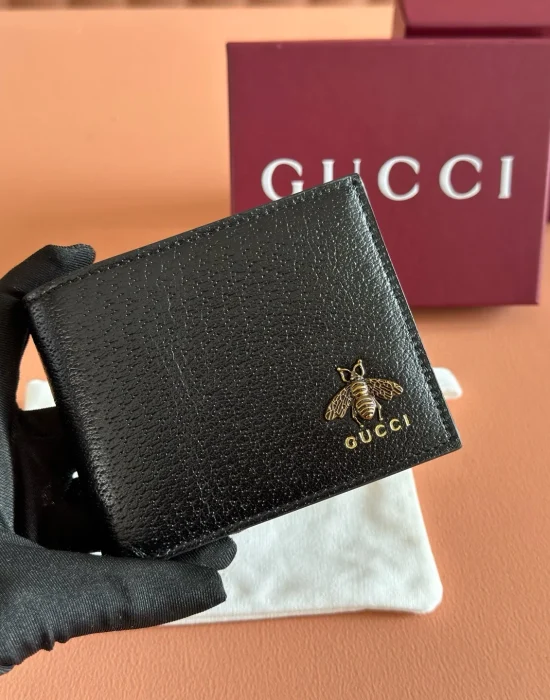 Gucci 523664 Animalier Black Leather Bi-Fold Wallet - SezLuxe Egypt